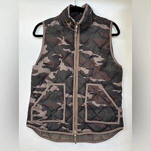 J. Crew Camo Down Vest with Gold Hardware (M)